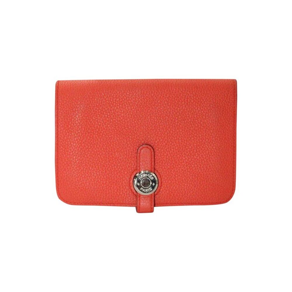 Hermès Dogon Compact Wallet in Orange Leather